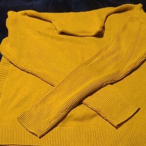 Tahari Mustard Yellow Women's Cowl Neck Sweater